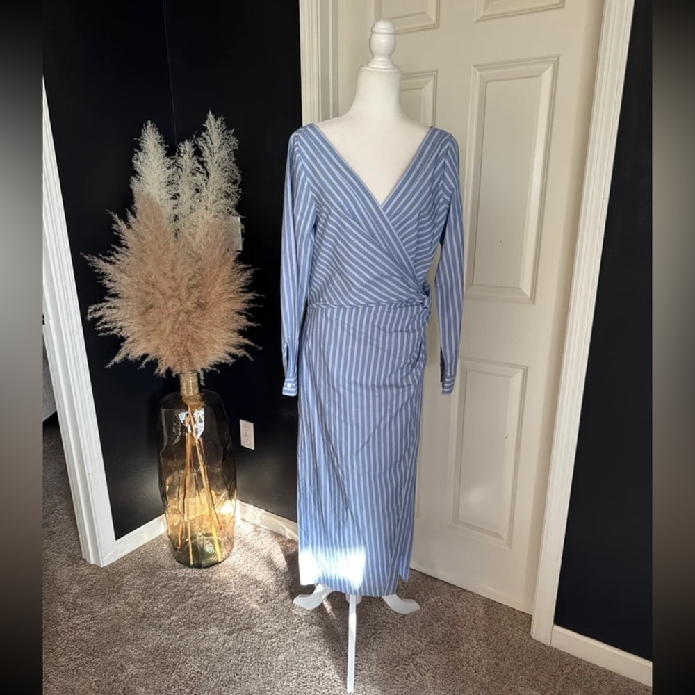 NWT Ann Taylor Striped Asymmetric Shirtdress 
size 10 - Picture 2 of 12